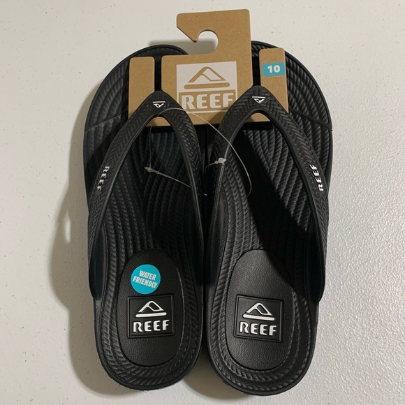Reef Water Court Black Flip Flop Sandals-Size 10 New - Picture 10 of 11